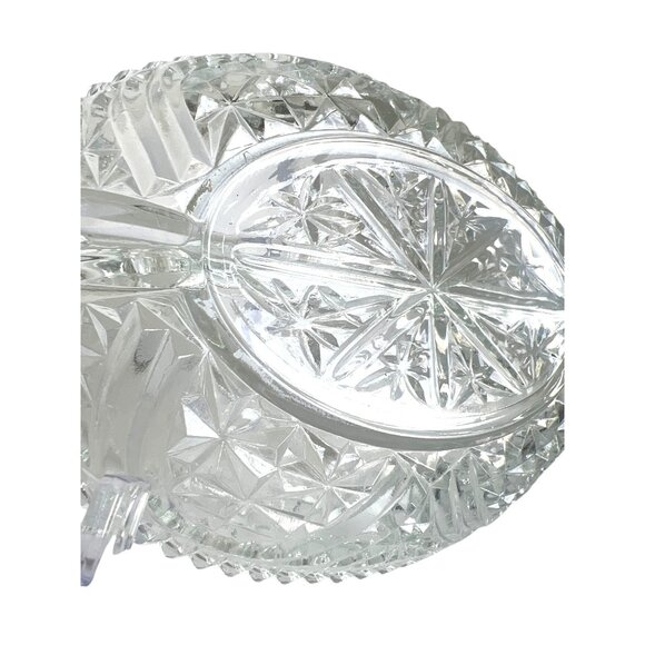 Vintage APEG Clear Pressed Glass Divided Relish Dish With Handles 10" GrannyCore - Picture 7 of 12